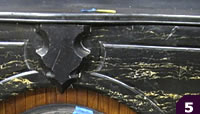 slate mantel with faux Portoro finish