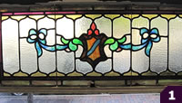 Green, pink, white stained glass