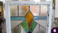 Orange, green blue stained glass
